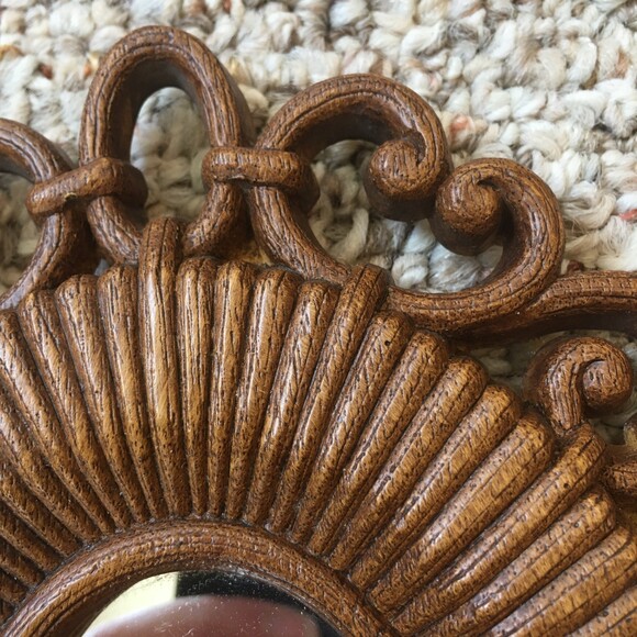 Vintage Faux Wood Mirror Frame Boho Kitsche Art Deco - Picture 2 of 6